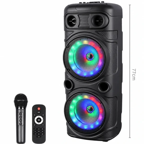 ПРЕНОСИМА ТОНКОЛОНА - 8210s – С ЦВЕТНИ LED ЕФЕКТИ И Bluetooth – FM радио – МP3 – TF карта